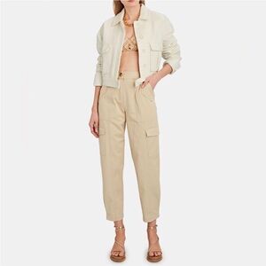 High-Waist Cargo Pants in Beige